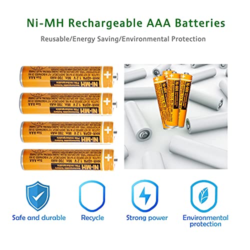 4 Pack HHR-4DPA NI-MH Rechargeable Battery for Panasonic 1.2V 700mAh AAA Battery for Cordless Phones