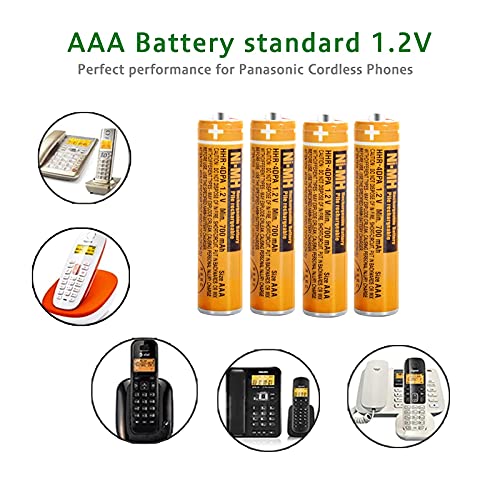 4 Pack HHR-4DPA NI-MH Rechargeable Battery for Panasonic 1.2V 700mAh AAA Battery for Cordless Phones