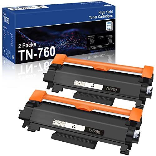 Inkox Compatible Toner Cartridge Replacement for Brother TN760 TN-760 TN730 TN-730 for Brother HL-L2350DW HL-L2395DW HL-L2390DW HL-L2370DW MFC-L2750DW MFC-L2710DW DCP-L2550DW (Black, 2-Pack)