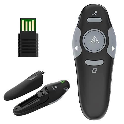 yooswell Presentation Clicker Wireless Presenter Remote Clicker for PowerPoint .RF 2.4GHz Presenter Remote Google Slide Advancer Powerpoint Clicker for Computer/Laptop/Mac/Keynote (Grey)