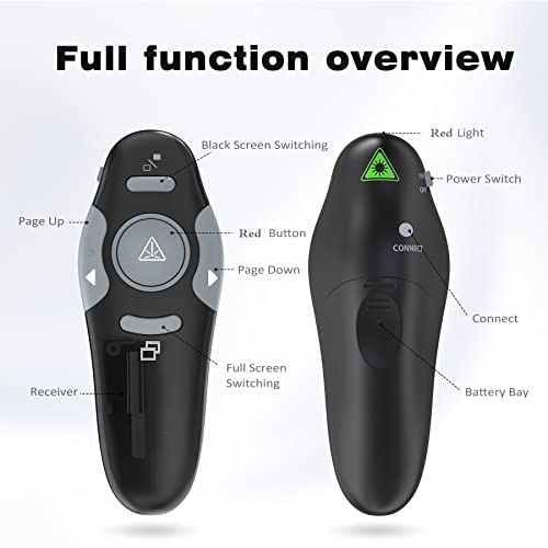 yooswell Presentation Clicker Wireless Presenter Remote Clicker for PowerPoint .RF 2.4GHz Presenter Remote Google Slide Advancer Powerpoint Clicker for Computer/Laptop/Mac/Keynote (Grey)