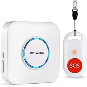 caregiver pager for elderly, bitiwend wireless call button personal safety alarm 600ft range smart patient help system waterproof for home/elderly/patient/disabled nurse calling alert 58 chimes