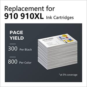 910 Ink Cartridge LemeroSuperx Remanufactured Ink Cartridge Replacement for HP 910 910XL 910 XL Ink Cartridges, for 8022 8025 8035 8028 8020 Combo Pack