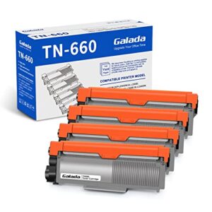 galada compatible toner cartridge replacement for brother tn630 tn660 tn-630 tn-660 for dcp-l2520dw dcp-l2540dw mfc-l2700dw mfc-l2720dw mfc-l2740dw hl-l2340dw hl-l2320d hl-l2360dw hl-l2380dw 4 pack