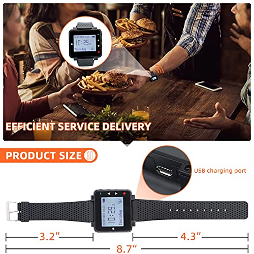 Retekess T128 Restaurant Pager System,Wireless Calling System,Wide Range,5 Watch Receiver,1 5-Key Call Button for Restaurant,Kitchen,Clinic,Factory