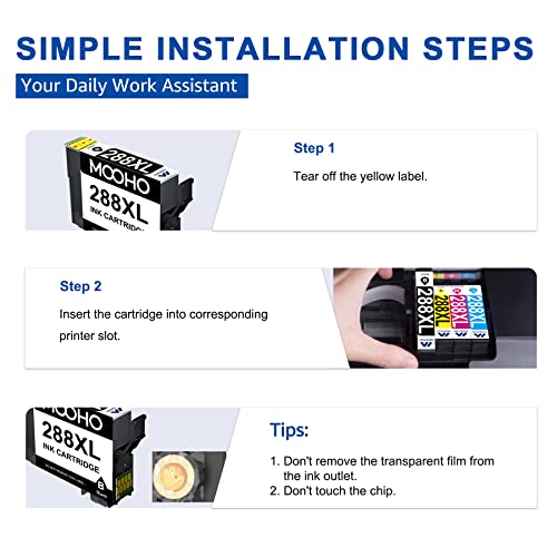 Mooho 288XL Ink Cartridges Replacement 288 Ink Cartridges for XP-440 XP-446 XP-330 XP-340 XP-430 XP-446 Ink Cartridges (2 Black, 1 Cyan, 1 Magenta, 1 Yellow, 5 Pack)