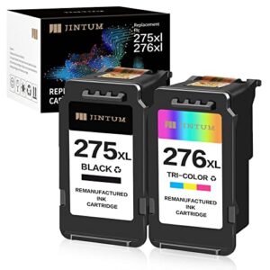 jintum remanufactured pg-275xl/cl-276xl ink cartridge replacement for canon 275 and 276 ink cartridges for canon pixma ts3522 tr4720 ts3520 printer (2 pack, 1 black + 1 tri-color)
