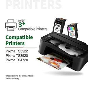 JINTUM Remanufactured PG-275XL/CL-276XL Ink Cartridge Replacement for Canon 275 and 276 Ink Cartridges for Canon PIXMA TS3522 TR4720 TS3520 Printer (2 Pack, 1 Black + 1 Tri-Color)