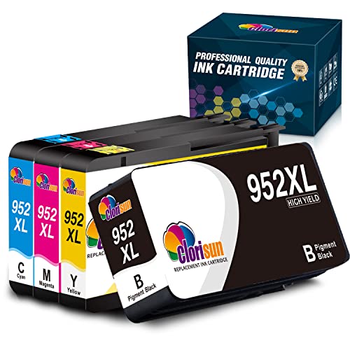 Clorisun 952 952XL Ink Cartridge Combo Pack Replacement for HP OfficeJet Pro 8710 7740 8720 8715 8210 8740 8702 7720 8725 8700 8730 Printer Ink (Black, Cyan, Magenta, Yellow, 4-Pack)