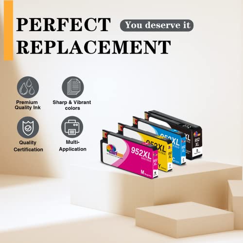 Clorisun 952 952XL Ink Cartridge Combo Pack Replacement for HP OfficeJet Pro 8710 7740 8720 8715 8210 8740 8702 7720 8725 8700 8730 Printer Ink (Black, Cyan, Magenta, Yellow, 4-Pack)