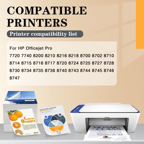 Clorisun 952 952XL Ink Cartridge Combo Pack Replacement for HP OfficeJet Pro 8710 7740 8720 8715 8210 8740 8702 7720 8725 8700 8730 Printer Ink (Black, Cyan, Magenta, Yellow, 4-Pack)