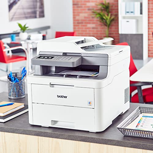 Brother MFC-L3710CW Compact Digital Color Wireless All-in-One Laser Printer, Print&Copy&Scan&Fax, 19ppm, 250 Sheets Capacity, 50-Sheet ADF, 3.7” Color TS, Wi-Fi, USB, Bundle with Printer Cable