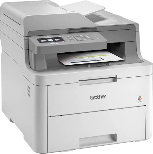 Brother MFC-L3710CW Compact Digital Color Wireless All-in-One Laser Printer, Print&Copy&Scan&Fax, 19ppm, 250 Sheets Capacity, 50-Sheet ADF, 3.7” Color TS, Wi-Fi, USB, Bundle with Printer Cable