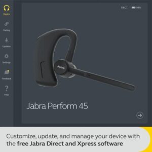 Jabra Perform 45 Ear Hook Mono Bluetooth Headset - Advanced Ultra-Noise-Cancelling Microphone, Push-to-Talk Functionality, Face2Face Mode and Discreet Design - Black