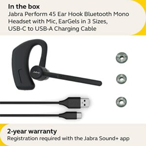 Jabra Perform 45 Ear Hook Mono Bluetooth Headset - Advanced Ultra-Noise-Cancelling Microphone, Push-to-Talk Functionality, Face2Face Mode and Discreet Design - Black