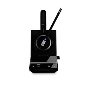 sennheiser sdw 5064 (507012) – double-sided (binaural) wireless dect headset for softphone/pc & mobile phone connection dual microphone ultra noise cancelling, black