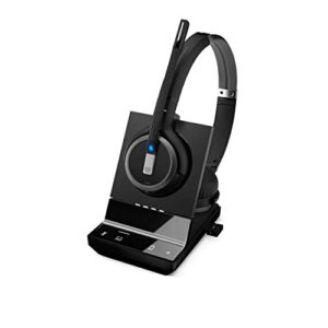 Sennheiser SDW 5064 (507012) - Double-Sided (Binaural) Wireless DECT Headset for Softphone/PC & Mobile Phone Connection Dual Microphone Ultra Noise Cancelling, Black