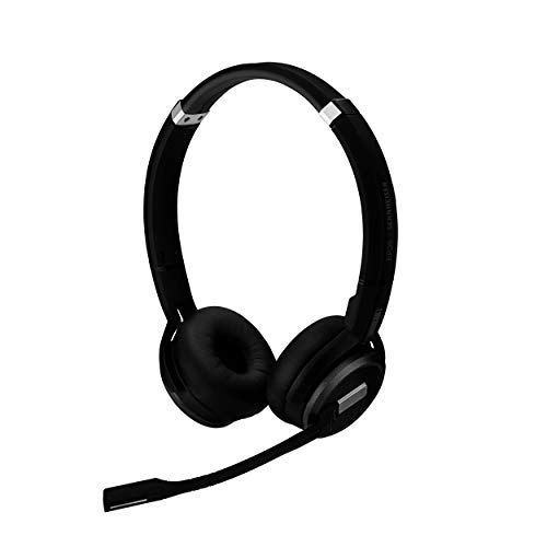 Sennheiser SDW 5064 (507012) - Double-Sided (Binaural) Wireless DECT Headset for Softphone/PC & Mobile Phone Connection Dual Microphone Ultra Noise Cancelling, Black