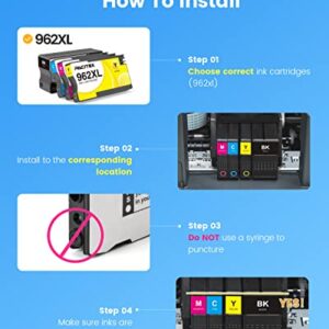 Remanufactured 962XL Ink Cartridge for HP 962 Work with HP OfficeJet Pro 9010 Ink Cartridges HP OfficeJet Pro 9012 9015 9018 9020 9025 9027 9028 Printer