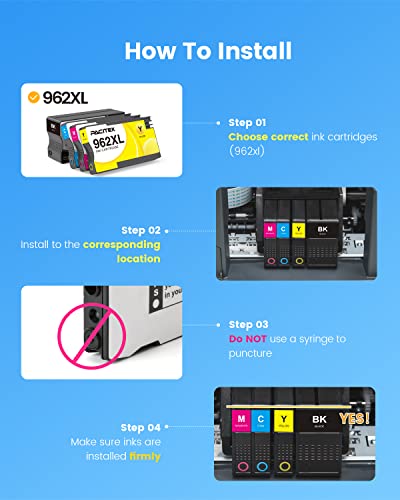 Remanufactured 962XL Ink Cartridge for HP 962 Work with HP OfficeJet Pro 9010 Ink Cartridges HP OfficeJet Pro 9012 9015 9018 9020 9025 9027 9028 Printer