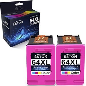 QINK Remanufactured Ink Cartridges Replacements for HP 64XL Color High Yield for HP Envy Photo 6252 6255 6258 7155 7158 7164 7855 7858 7864 HP Envy 5542 (2Color)