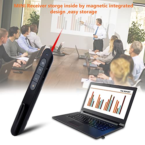 Presentation Clicker USB PowerPoint Clicker Presentation Remote Clicker,2.4G RF Presenter Pointer Slide Advancer with hyplink&Volume Control (Battery Included)