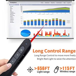 Presentation Clicker USB PowerPoint Clicker Presentation Remote Clicker,2.4G RF Presenter Pointer Slide Advancer with hyplink&Volume Control (Battery Included)