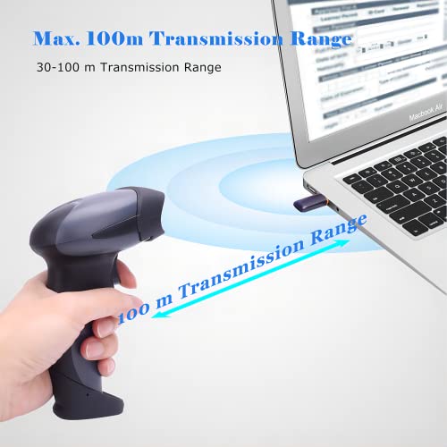 Wireless Handheld Barcode Scanner BEVA 2-in-1 Wired Bar Code Reader 2.4GHz Wireless & USB 2.0 Wired Handheld Bar Code Scanner 1D Laser Barcode Reader for POS PC Laptop and Computer