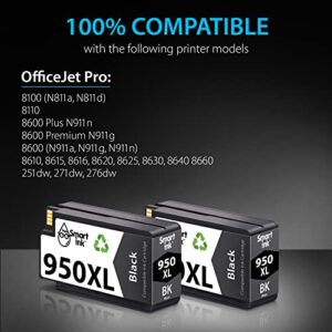 Smart Ink Compatible Ink Cartridge Replacement for HP 950XL 950 XL (Black, 2 Pack Combo) to use with OfficeJet Pro 8600 8610 8620 8600 Plus 8100 8625 8615 8630 8110 8616 8640 8660 251DW 271DW