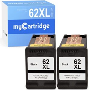 mycartridge 62xl black remanufactured ink cartridge replacement for hp 62 62xl (2-pack) use with officejet 5740 8040 5741 envy 7640 5660 5540 7645 officejet 200 250