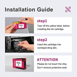 952XL LemeroUexpect Compatible Ink Cartridge Replacement for HP 952 XL Combo Pack for Officejet Pro 8710 8720 7740 8715 Printer (Black Cyan Magenta Yellow, 4-Pack)