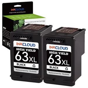 2pack higher yield 63xl xxl remanufactured black ink cartridges for replacement for hp 63xl for hp officejet 3830 5255 5258 envy 4520 4512 4513 4516 deskjet 1112 1110 3630 3632