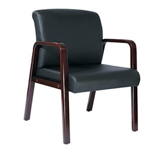 alera alerl4319m alera reception lounge series guest chair, mahogany/black leather