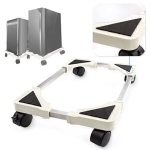computer tower stand with wheels adjustable cpu stand pc tower stand cart suitable for most pc brackets on the carpet floor (white)