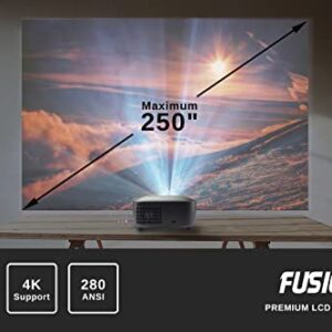 FUSION5 Native 1080p Projector with WiFi and Bluetooth - Support 4K 250" Display Projector - 7000 Lumens Portable Movie Projector with Speakers - USB, HDMI, Android, iOS, TV Stick Compatible