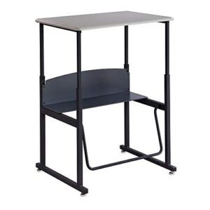 safco products alphabetter adjustable-height desk, 28″ x 20″ standard desktop, swinging footrest bar