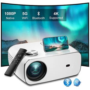 mini projector with wifi and bluetooth, 1080p hd movie projector 320ansi, funflix 5g wifi projector 4k support, outdoor projector portable home projector for hdmi,usb,ios/android phone,laptop,tv stick