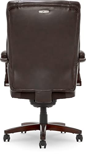 La-Z-Boy Bellamy Bonded Leather Executive Office Chair with Memory Foam Cushions, Brown