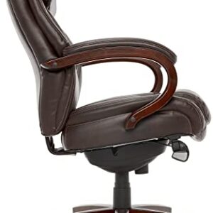 La-Z-Boy Bellamy Bonded Leather Executive Office Chair with Memory Foam Cushions, Brown