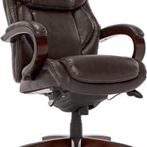 La-Z-Boy Bellamy Bonded Leather Executive Office Chair with Memory Foam Cushions, Brown