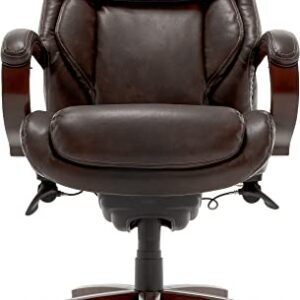 La-Z-Boy Bellamy Bonded Leather Executive Office Chair with Memory Foam Cushions, Brown