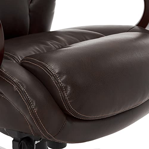 La-Z-Boy Bellamy Bonded Leather Executive Office Chair with Memory Foam Cushions, Brown