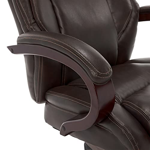 La-Z-Boy Bellamy Bonded Leather Executive Office Chair with Memory Foam Cushions, Brown