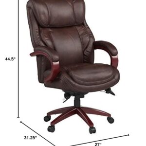 La-Z-Boy Bellamy Bonded Leather Executive Office Chair with Memory Foam Cushions, Brown