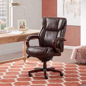 La-Z-Boy Bellamy Bonded Leather Executive Office Chair with Memory Foam Cushions, Brown