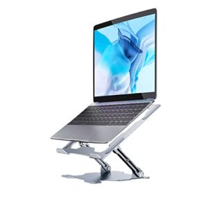 laptop stand, togous ergonomic adjustable computer stand for laptop, portable aluminum laptop riser for desk compatible with macbook air, pro, dell xps, lenovo, samsung, all laptops 10-17″(silver)