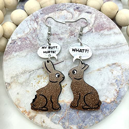 Bunny Conversation Earrings Acrylic Earrings Easter Cute Bunny Earrings, 1 Pair of Earrings for Women Girls