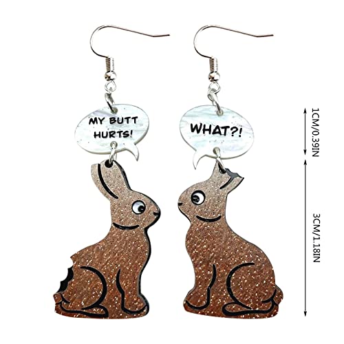 Bunny Conversation Earrings Acrylic Earrings Easter Cute Bunny Earrings, 1 Pair of Earrings for Women Girls