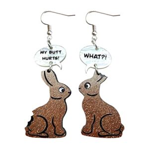 Bunny Conversation Earrings Acrylic Earrings Easter Cute Bunny Earrings, 1 Pair of Earrings for Women Girls