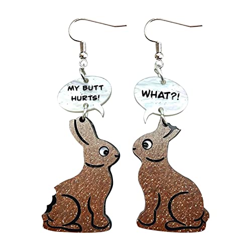 Bunny Conversation Earrings Acrylic Earrings Easter Cute Bunny Earrings, 1 Pair of Earrings for Women Girls